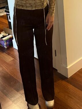 Zara fitted brown satin pants